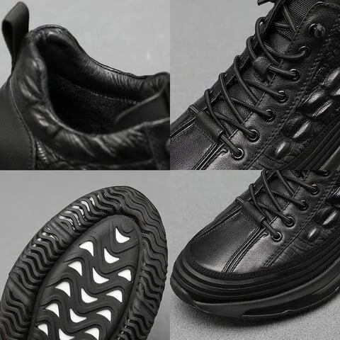 COWHIDE CROCODILE PRINT NON-SLIP SNEAKERS